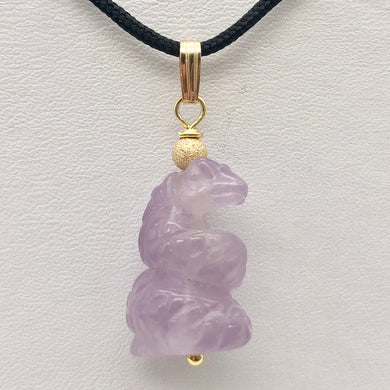 Sssslither! Carved Amethyst Snake and 14k Gold Filled Pendant | 1.5
