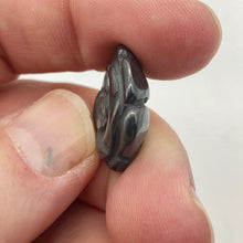 Load image into Gallery viewer, Bloomin&#39; Carved Hematite Rose Flower Figurine Worry Stone | 21x7mm | Silver Black - PremiumBead Alternate Image 2
