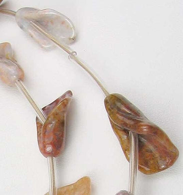 2 Carved Speckled Peach Chalcedony Lily Beads 9633A - PremiumBead Primary Image 1