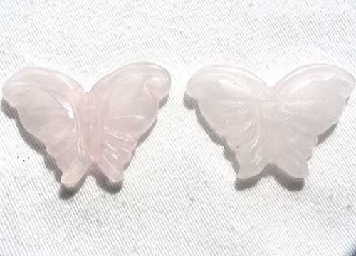 2 Icy Pink Carved Quartz Butterfly Beads | 23x31x7-25x33x4.5mm | Pink - PremiumBead Primary Image 1