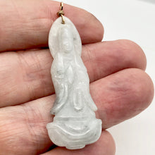 Load image into Gallery viewer, Carved Quan Yin Precious Stone Jewelry Pendant in Green White Jade and Gold
