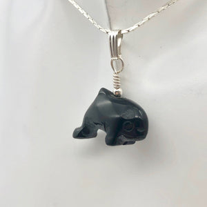Happy Obsidian Orca Whale and Sterling Silver Pendant | 1.06" Long | 509301ORS - PremiumBead Alternate Image 6