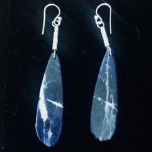 Load image into Gallery viewer, Sodalite Sterling Silver Teardrop | 3&quot; Long | Blue/White | 1 Pair Earrings |
