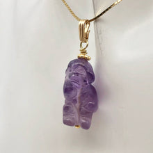 Load image into Gallery viewer, Swingin&#39; Hand Carved Amethyst Monkey and 14K Gold Filled Pendant 509270AMG - PremiumBead Alternate Image 3
