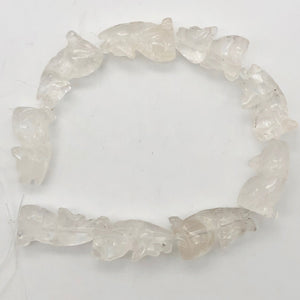 Howling New Moon 2 Carved Clear Quartz Wolf Coyote Beads | 21x11x8mm | Clear - PremiumBead Alternate Image 5