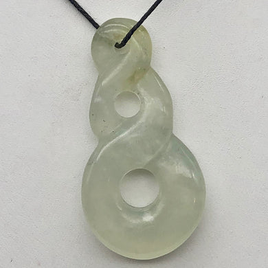 Hand Carved Translucent Serpentine Infinity Pendant with Black Cord 10821Z - PremiumBead Primary Image 1