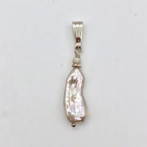 Pink Biwa FW Pearl with Sterling Silver Pendant, 1.5 inches 5082J - PremiumBead Alternate Image 10