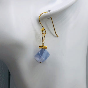 Blue Chalcedony Cubes and 22K Vermeil Earrings 309231B