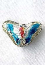 Load image into Gallery viewer, 5 Aqua Blue Cloisonne Butterfly Pendant Beads 8635D - PremiumBead Primary Image 1
