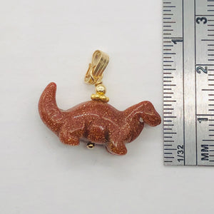 Goldstone Diplodocus Dinosaur Pendant Necklace|Semi Precious Stone Jewelry