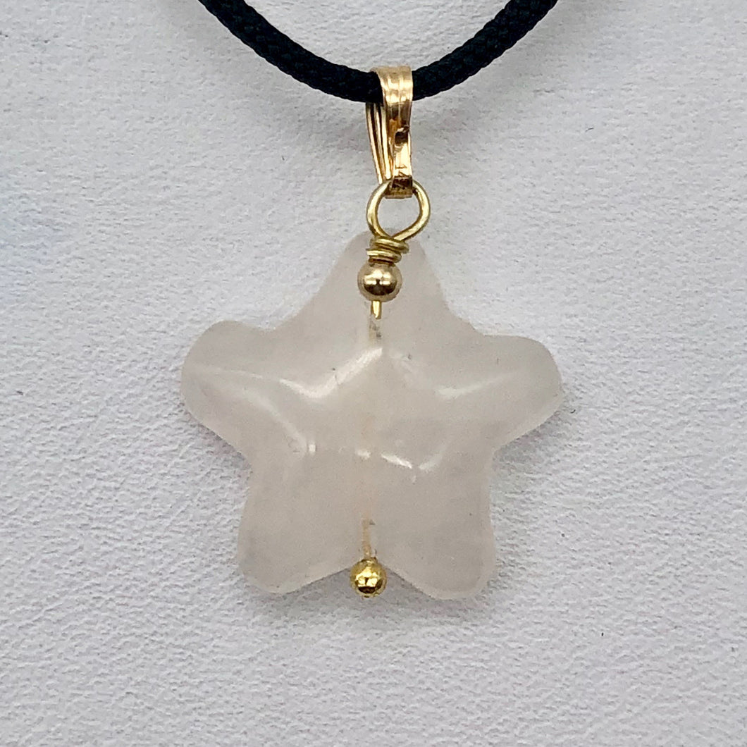 Rose Quartz Starfish Pendant Necklace | Semi Precious Stone | 14k gf Pendant - PremiumBead Primary Image 1