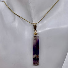 Load image into Gallery viewer, Chevron Amethyst 14K Gold Filled Rectangle | 3&quot; Long | Purple/White | 1 Pendant|
