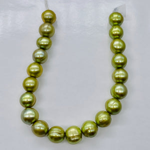 Giant 10-11mm Juicy Key Lime FW Pearl 8" Strand (20 Pearls) 9059HS