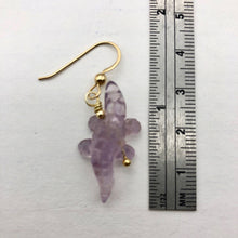 Load image into Gallery viewer, Fun! Amethyst Alligator 14Kgf Earrings | 1 5/8&quot; long | Purple | - PremiumBead Alternate Image 3
