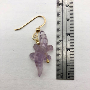 Fun! Amethyst Alligator 14Kgf Earrings | 1 5/8" long | Purple | - PremiumBead Alternate Image 3