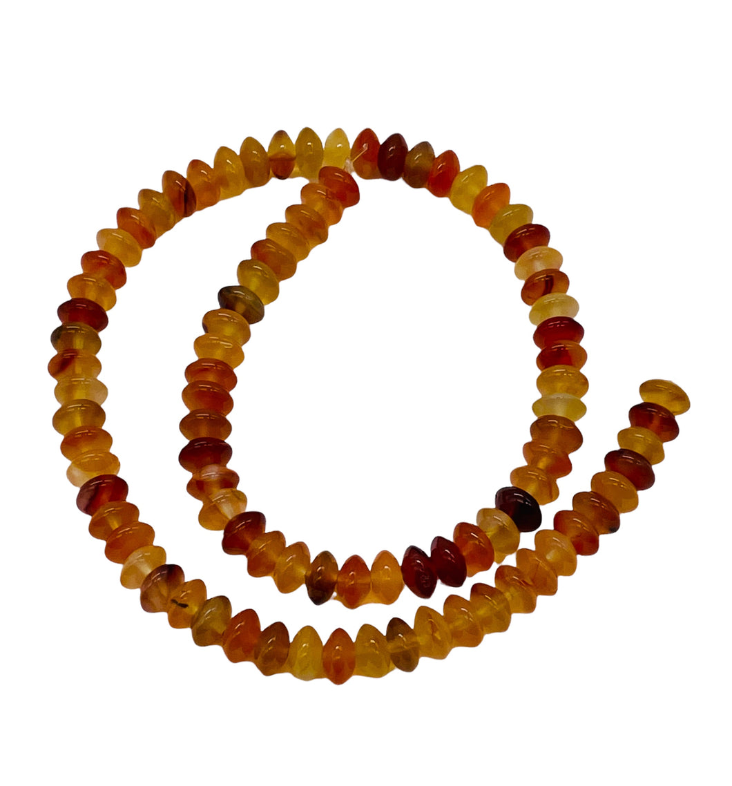 Carnelian Agate Rondelle Bead Strand | 8x4mm | Orange | 89 Beads |