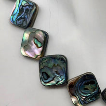 Load image into Gallery viewer, Blue Sheen Abalone 15mm Square Pendant Bead Strand - PremiumBead Alternate Image 4
