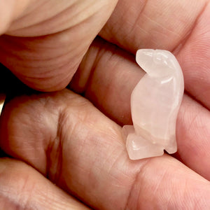 March of The Penguins Carved Rose Quartz Figurine | 21x12x11mm | Pink - PremiumBead Alternate Image 3