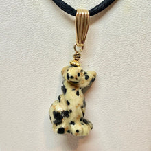 Load image into Gallery viewer, Dalmatian Stone Dog Pendant Necklace|Semi Precious Stone Jewelry|14k Pendant
