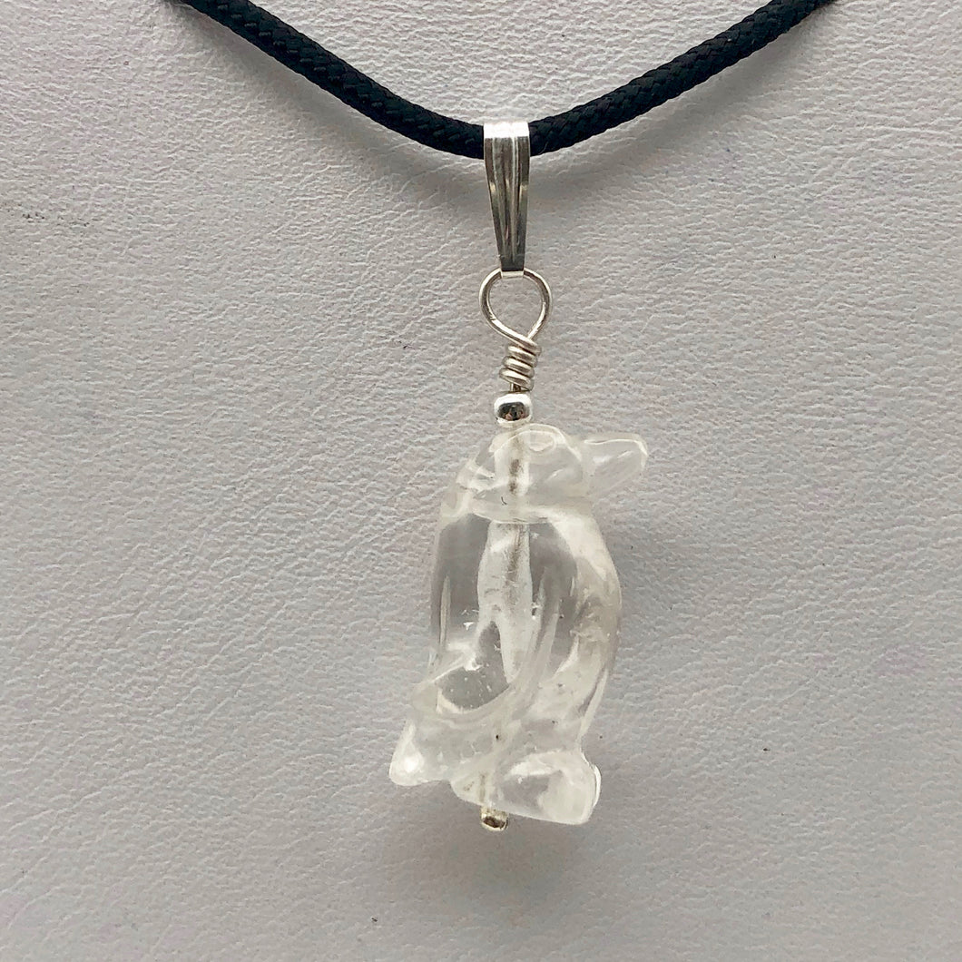 Darling! Clear Quartz Penguin with Sterling Silver Pendant 509273QZS - PremiumBead Primary Image 1