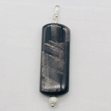 Load image into Gallery viewer, Hypersthene, Flat Rounded Rectangle Dangle Pendant| 2 1/2 &#39; Long | Black/Silver|
