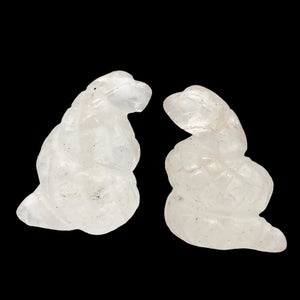 Charmer 2 Carved Clear Quartz Snake Beads | 20x11x7mm | Clear