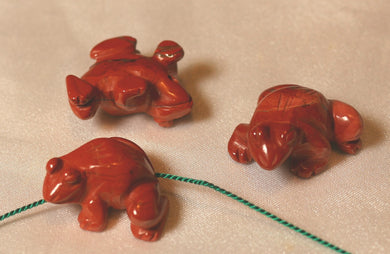 Prosperity 2 Hand Carved Red Jasper Frog Beads | 20x18x9.5mm | Red - PremiumBead Primary Image 1