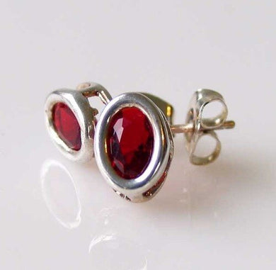 January Oval 7x5mm Created Red Garnet 925 Sterling Silver Stud Earrings 10147Abo - PremiumBead Primary Image 1