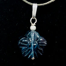 Load image into Gallery viewer, Custom Focal Fluorite Flower Sterling Silver Pendant | Blue Purple | 1&quot; Long |
