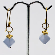 Load image into Gallery viewer, Blue Chalcedony Cubes and 22K Vermeil Earrings 309231B
