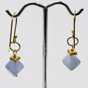 Blue Chalcedony Cubes and 22K Vermeil Earrings 309231B