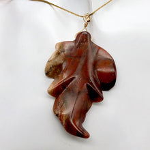 Load image into Gallery viewer, Carved Brecciated Jasper Leaf &amp; 14Kgf Pendant | 2 3/4" long | Red | Leaf | - PremiumBead Alternate Image 2

