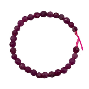 Ruby Faceted Round Bead Half Strand | 3 mm | Pink | 95 Beads |