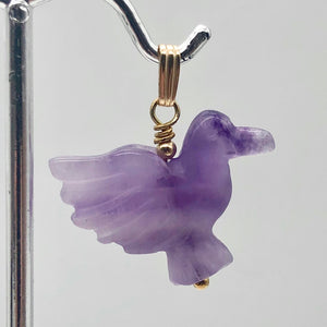 Amethyst Dove Bird Pendant Necklace|Semi Precious Stone Jewelry|14k Pendant - PremiumBead Alternate Image 2