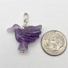 Load image into Gallery viewer, Carved Amethyst Dove Bird Sterling SilverPendant | 1.5 inches (Long) | Purple | - PremiumBead Alternate Image 5
