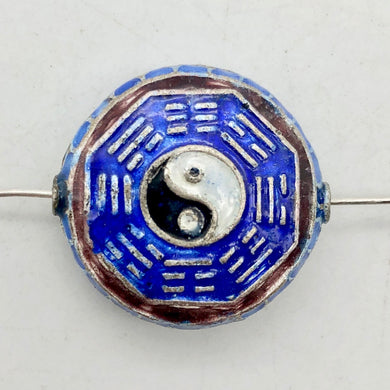 Beautiful Cloisonn‚Äö√†√∂¬¨¬© Yin Yang and I Ching Sterling Silver bead - PremiumBead Primary Image 1