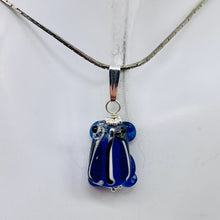 Load image into Gallery viewer, Lampwork Frog Sterling Silver Frog | 1&quot; Long | Navy Blue | 1 Pendant
