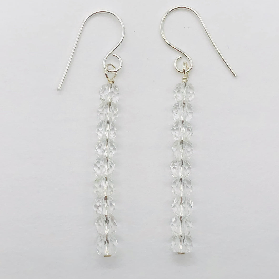 Quartz AAA Crystal Sterling Silver Dangle Earrings| 1 3/4