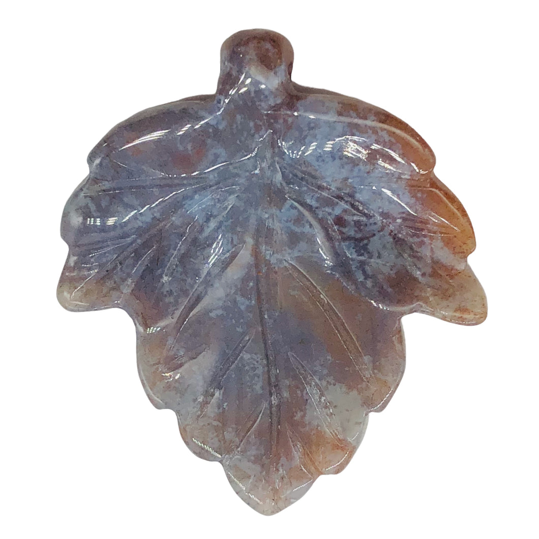 Natural Ocean Jasper Carved Leaf Centerpiece Bead | 46x40x5 mm | 1 Bead |