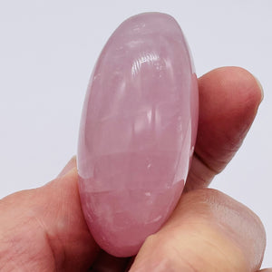 Rose Quartz Oval Meditation Worry Stone | 55x43x26 mm | Pink | 1 Stone }
