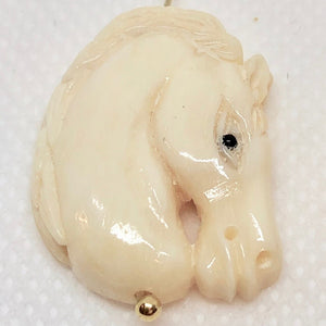 Regal Stallion Horse Pony Carved Waterbuffalo Bone Bead 10740 | 26x20.5x6.5mm | Bone - PremiumBead Alternate Image 2