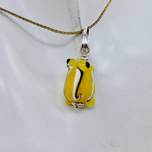 Lampwork Frog Sterling Silver Frog | 1" Long | Yellow | 1 Pendant |