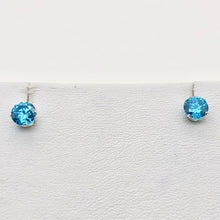 Load image into Gallery viewer, December Birthstone 5mm Lab Blue Zircon Sterling Silver Earrings - PremiumBead Alternate Image 4
