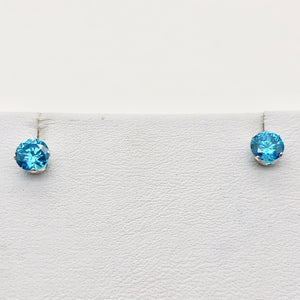 December Birthstone 5mm Lab Blue Zircon Sterling Silver Earrings - PremiumBead Alternate Image 4