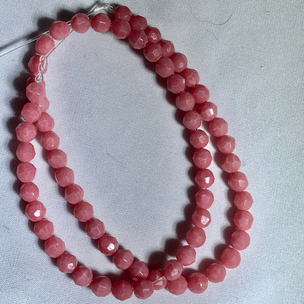 Rare 6 Faceted Pink Rhodonite 4mm Round Beads 009011 - PremiumBead Primary Image 1