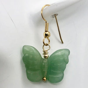 Aventurine Butterfly 14Kgf Gold Earrings | Semi Precious Stone Jewelry | - PremiumBead Alternate Image 2