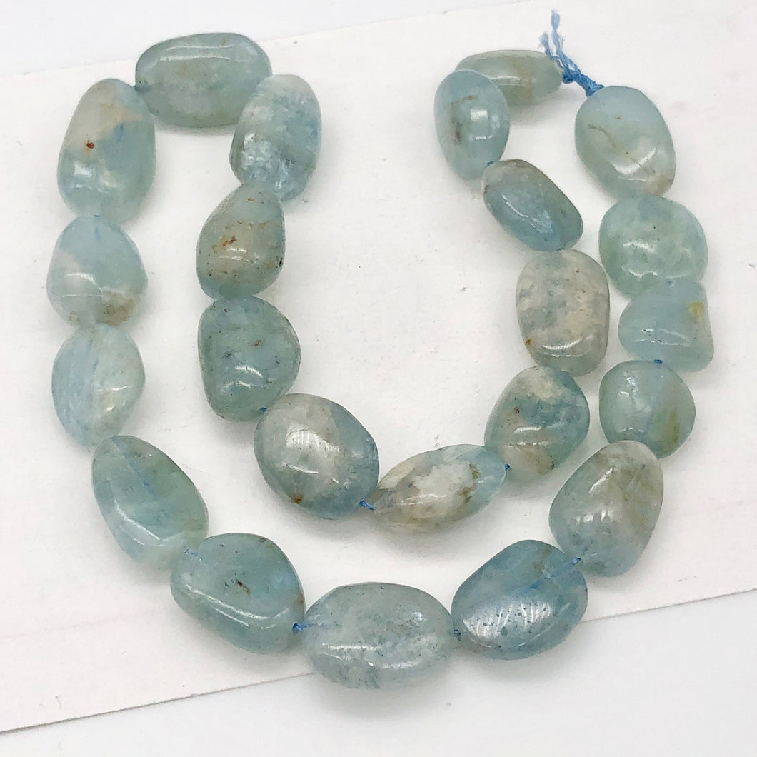 Natural Aquamarine Pebble Bead 16