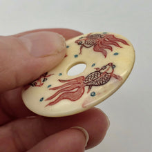 Load image into Gallery viewer, Carved &amp; Etched Koi Fish 40mm Pi Circle Centerpiece 10747 - PremiumBead Alternate Image 2
