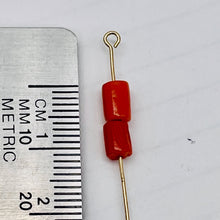 Load image into Gallery viewer, 1 Natural Red Coral 5x4mm Barrel Branch Bead 003861
