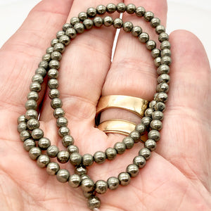 Pyrite Natural Round Bead Half Strand | 4mm | Silver | 50 Bead(s) |